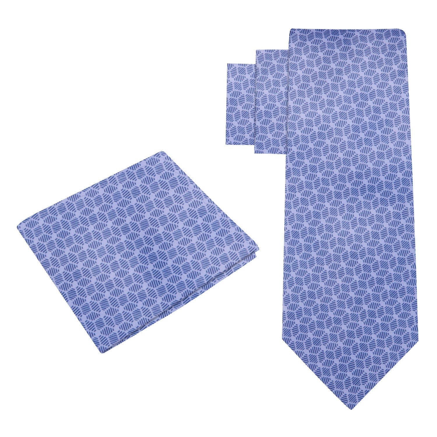 View 2: Deep Periwinkle, Blue 3D Cubes Tie and Pocket Square