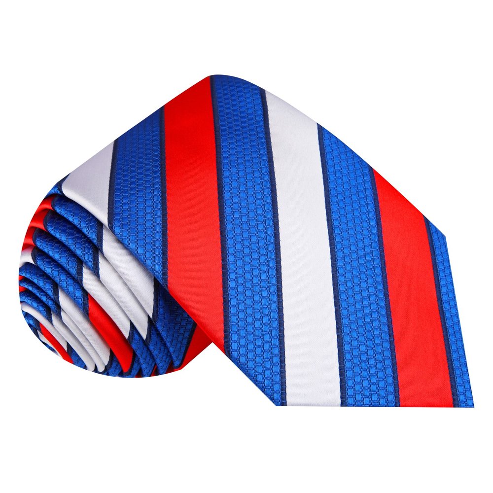 Red White Blue Block Stripe Tie