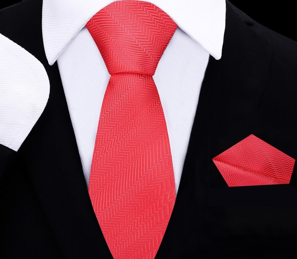 Kids Vibrant Coral Tie and Pocket Square