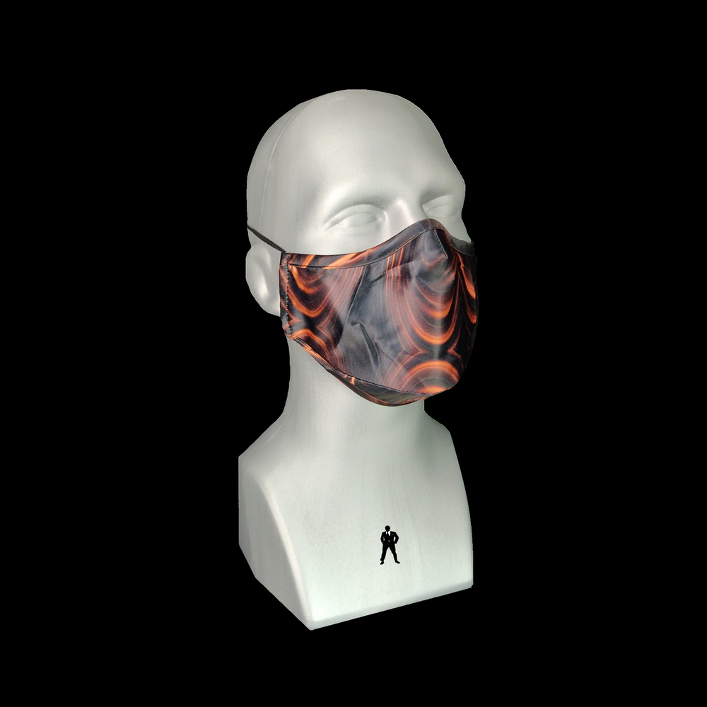 View 2 On Model Rich Caramel Swirl Face Mask
