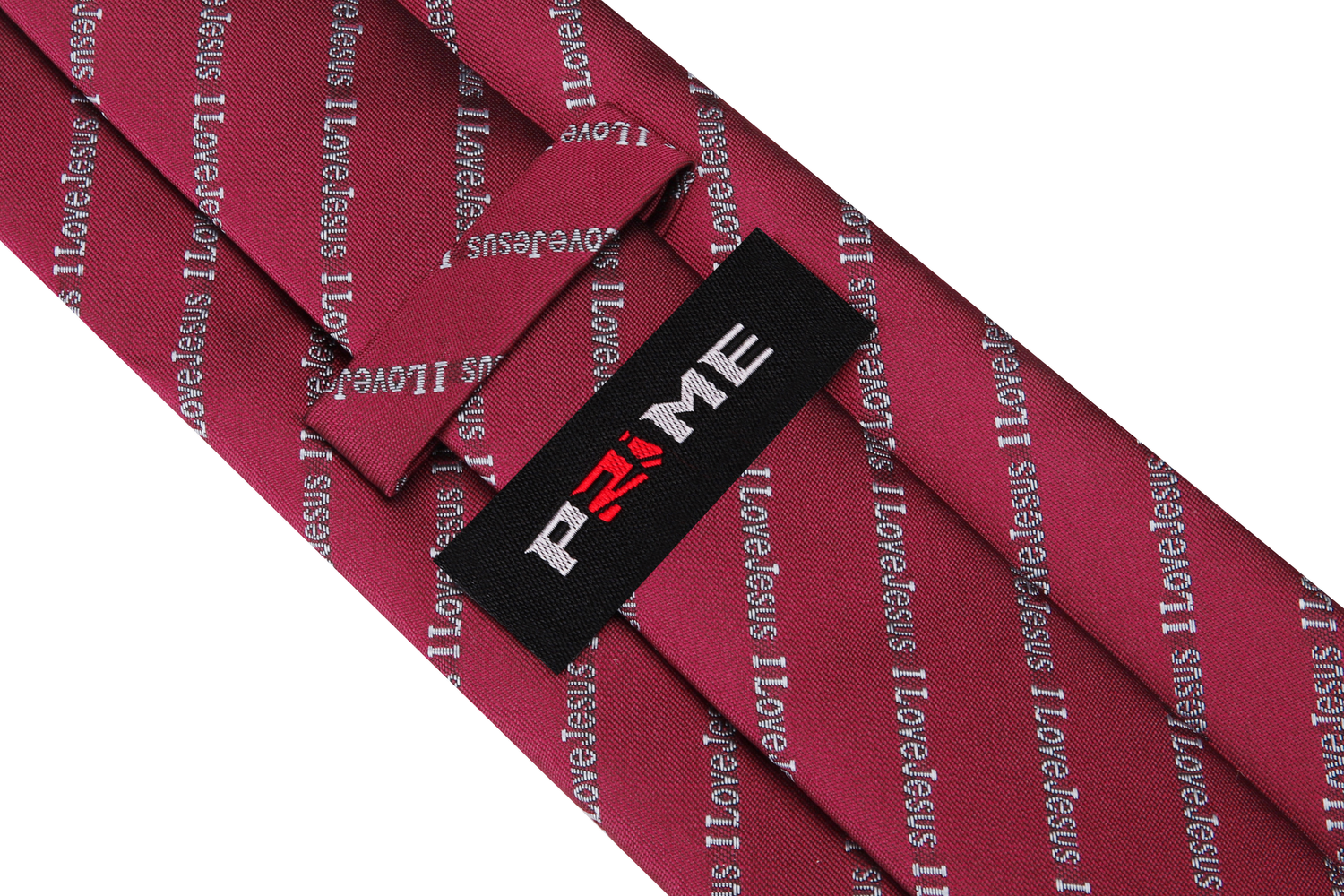 Tie Keep: Carmine Red, Grey I love Jesus Tie  