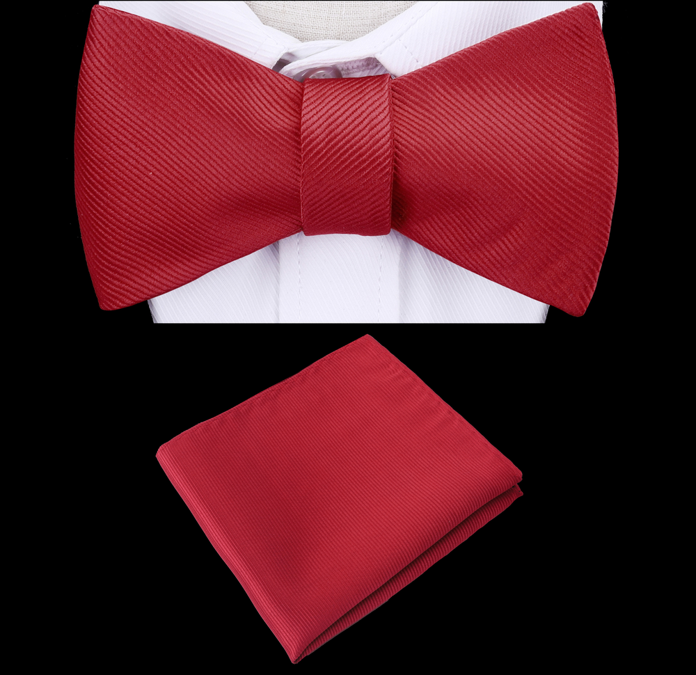 Chili Red Bow Tie and Pocket Square||Chili Red