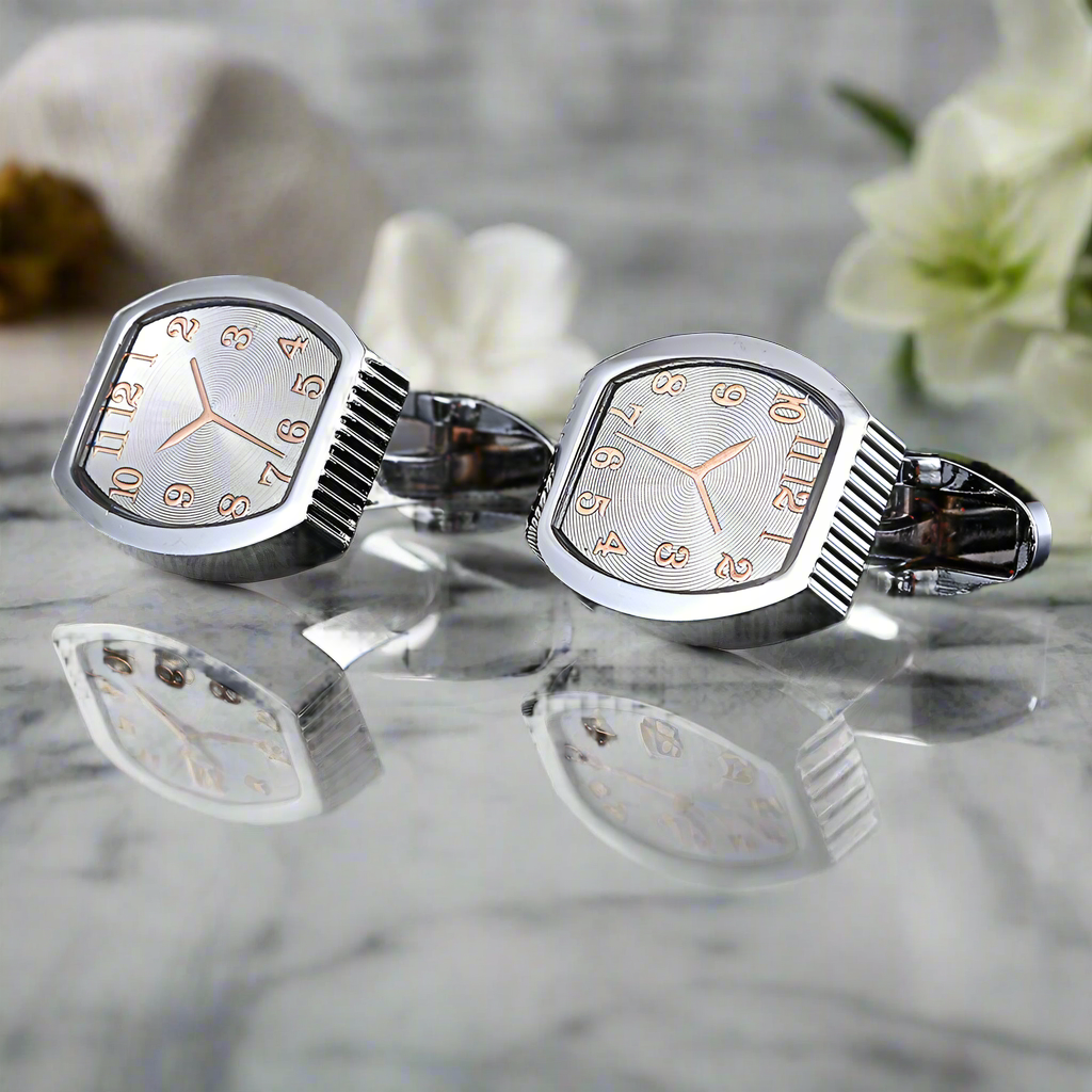 View 3: Silver Shield Watch Cufflinks 