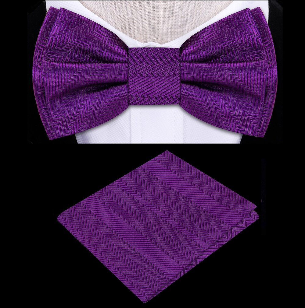 Kids Classy Purple Bow Tie and Pocket Square