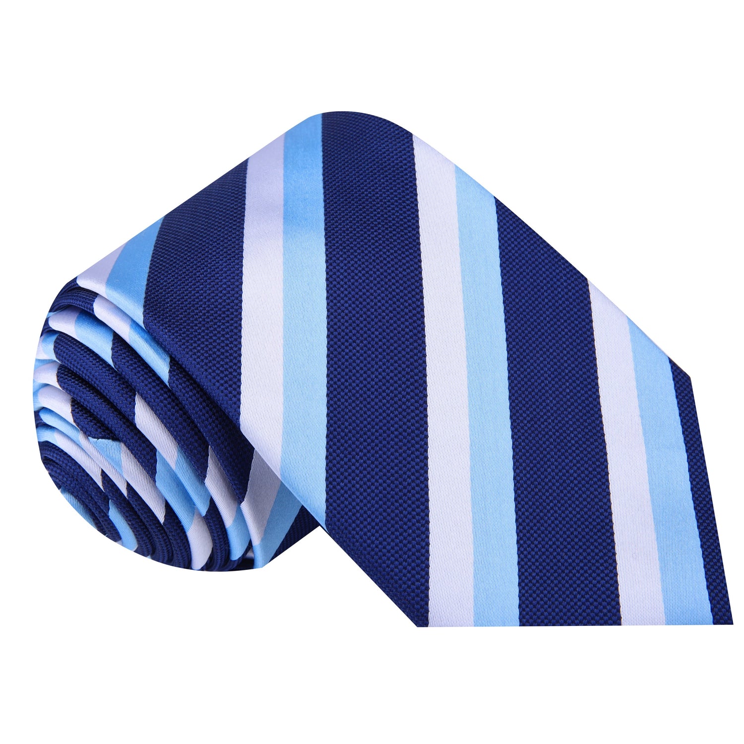 Blue, Light Blue, White Stripe Tie