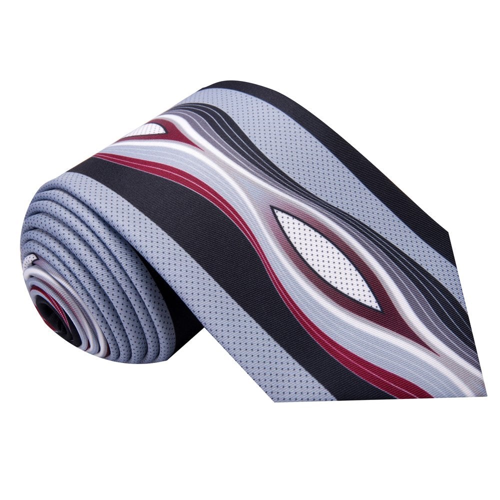 Grey, Red, and Black Abstract Tie