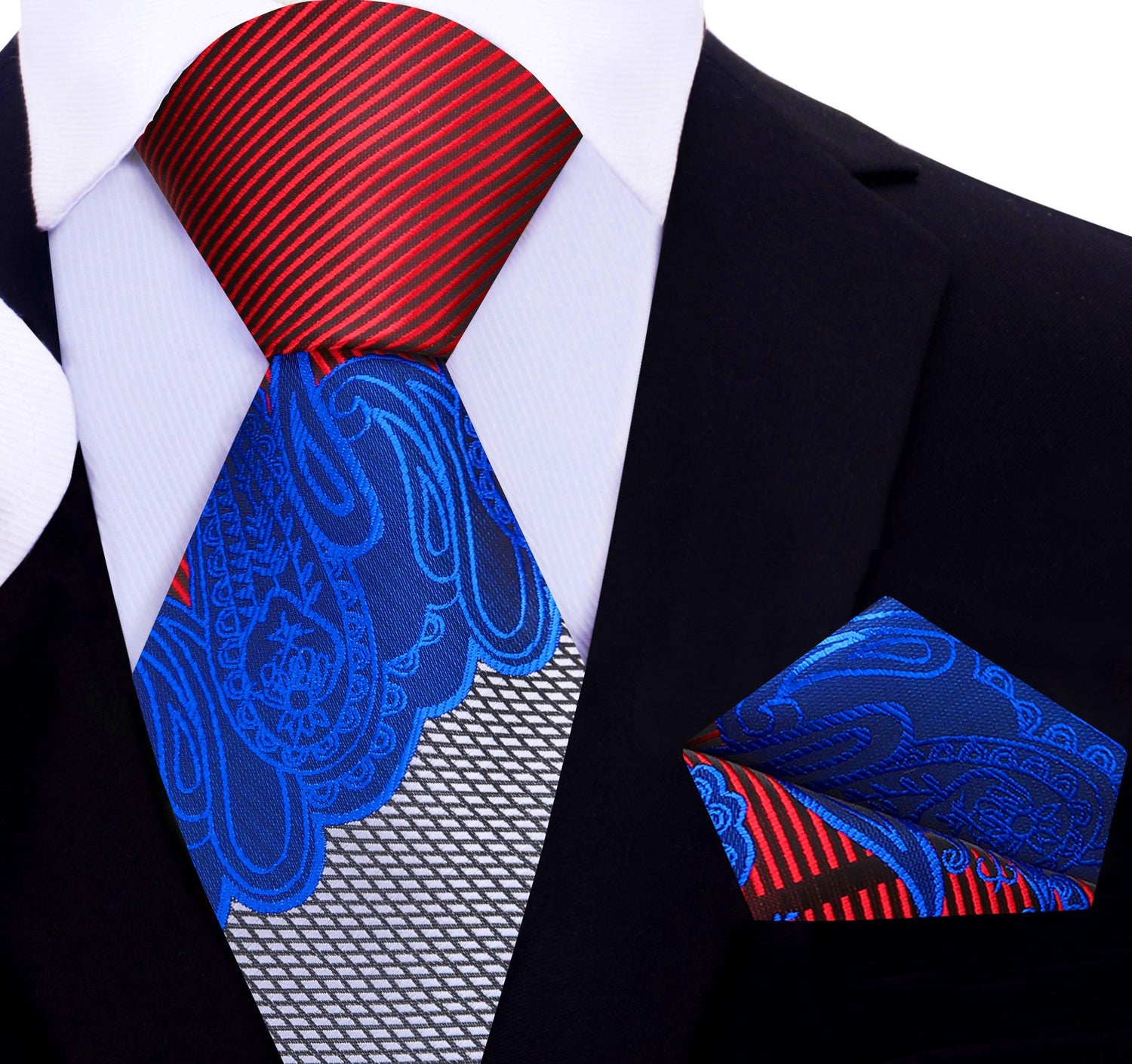 Coach PRIME Deion Sanders Red, Blue Paisley Tie and Square