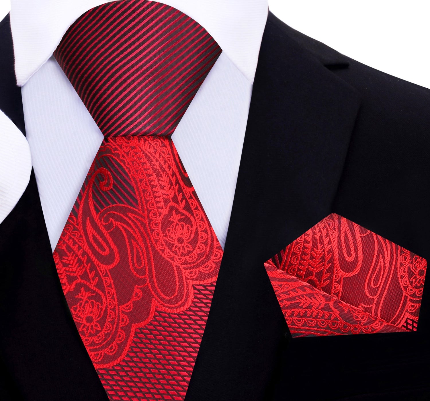 Coach PRIME Deion Sanders Shades of Red Paisley Tie and Pocket Square