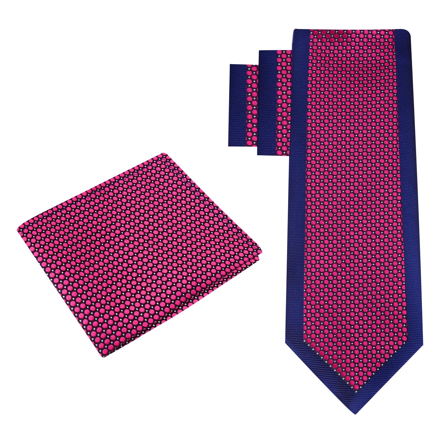 Alt View: Blue, Red Geometric Tie and Pocket Square