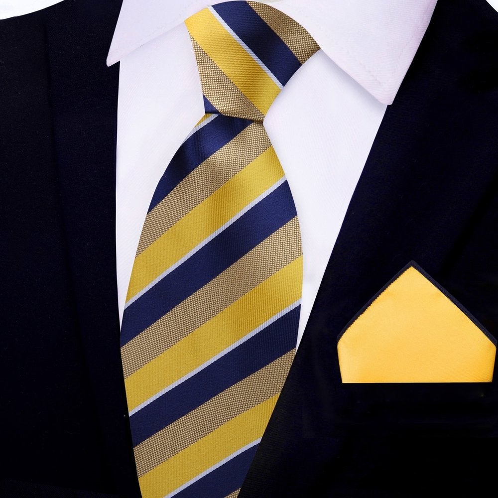 Maize and Azure Stripe Tie and Accenting Square