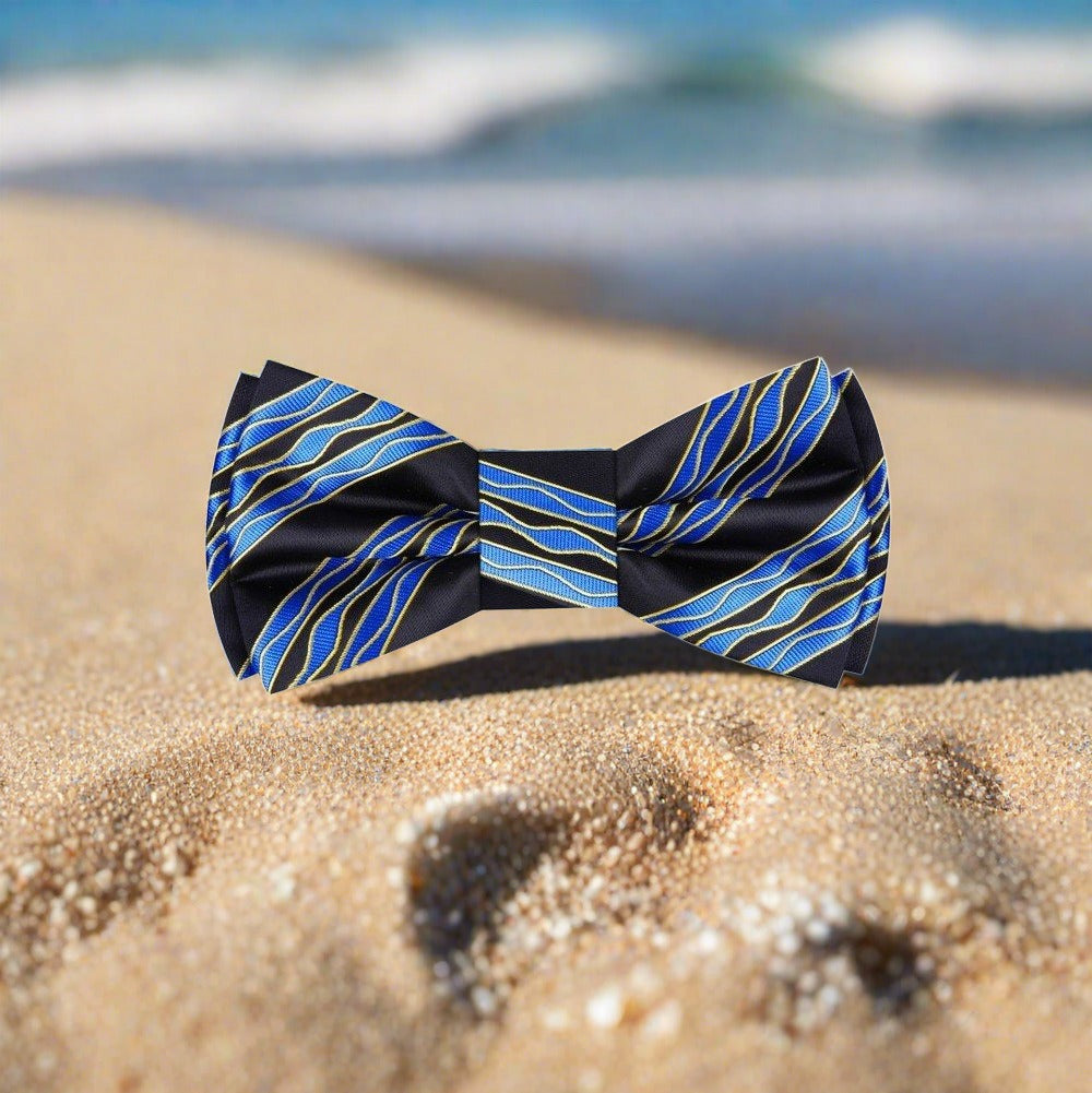 ||Black, Blue Bow Tie Single
