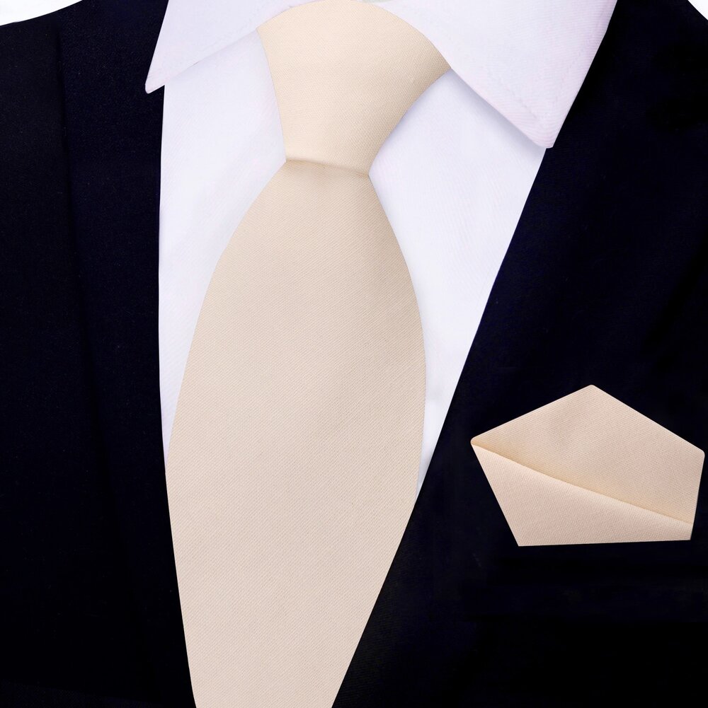 Beige Fresh Linen Tie and Square||Beige