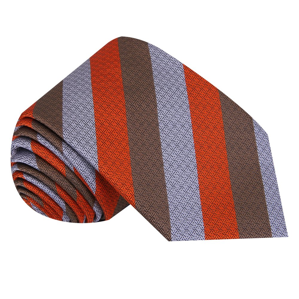 Red, Grey, Brown Stripe Tie 