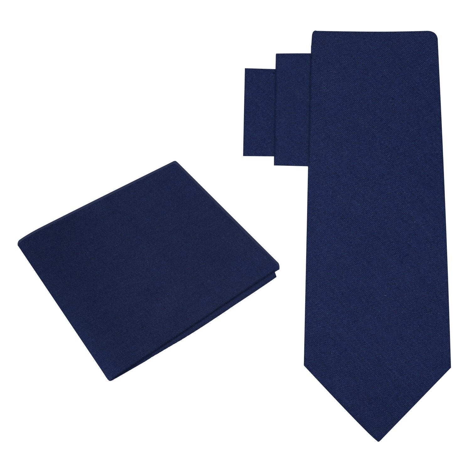 Alt View: Dark Blue Linen Tie and Pocket Square