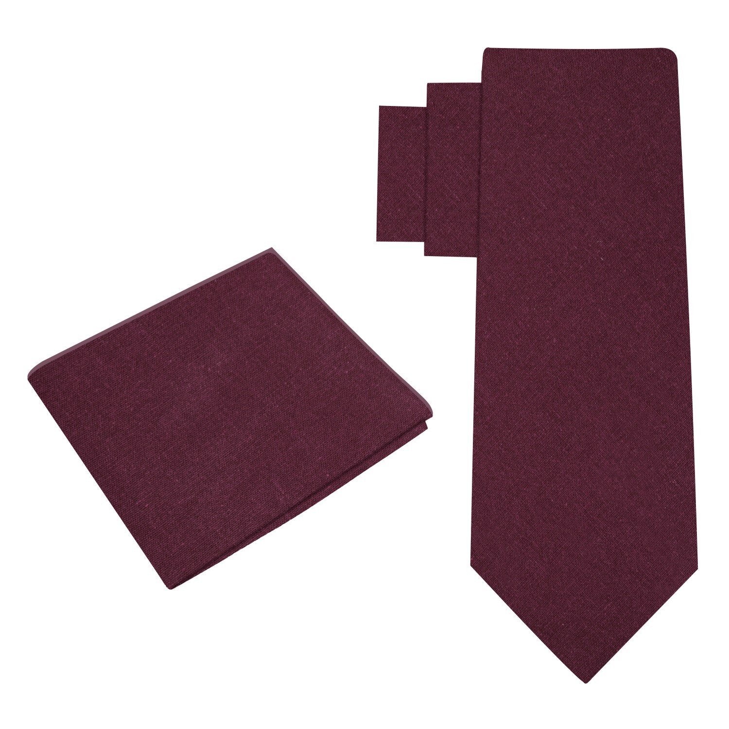 Alt View: Deep Red Linen Tie and Pocket Square