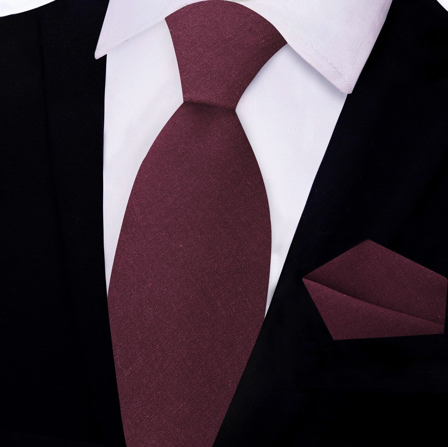 Deep Red Linen Tie and Pocket Square