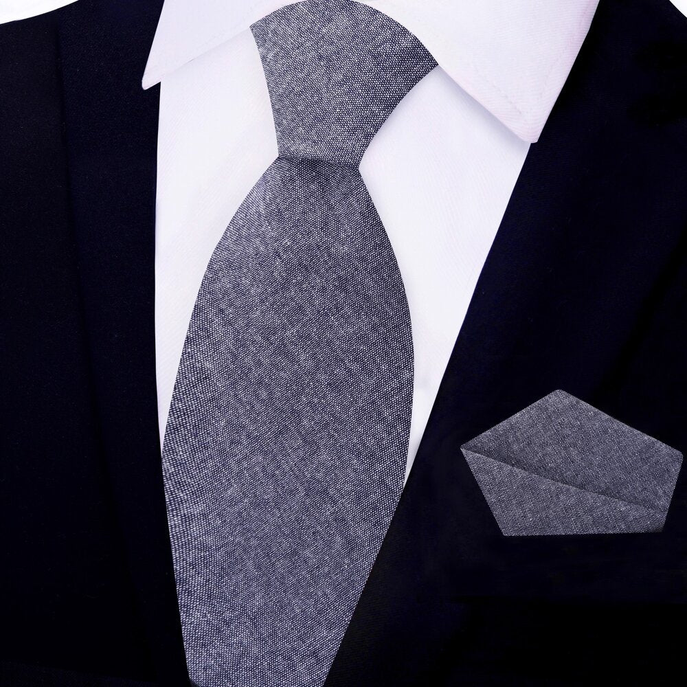 Grey Linen Tie||Blue/White