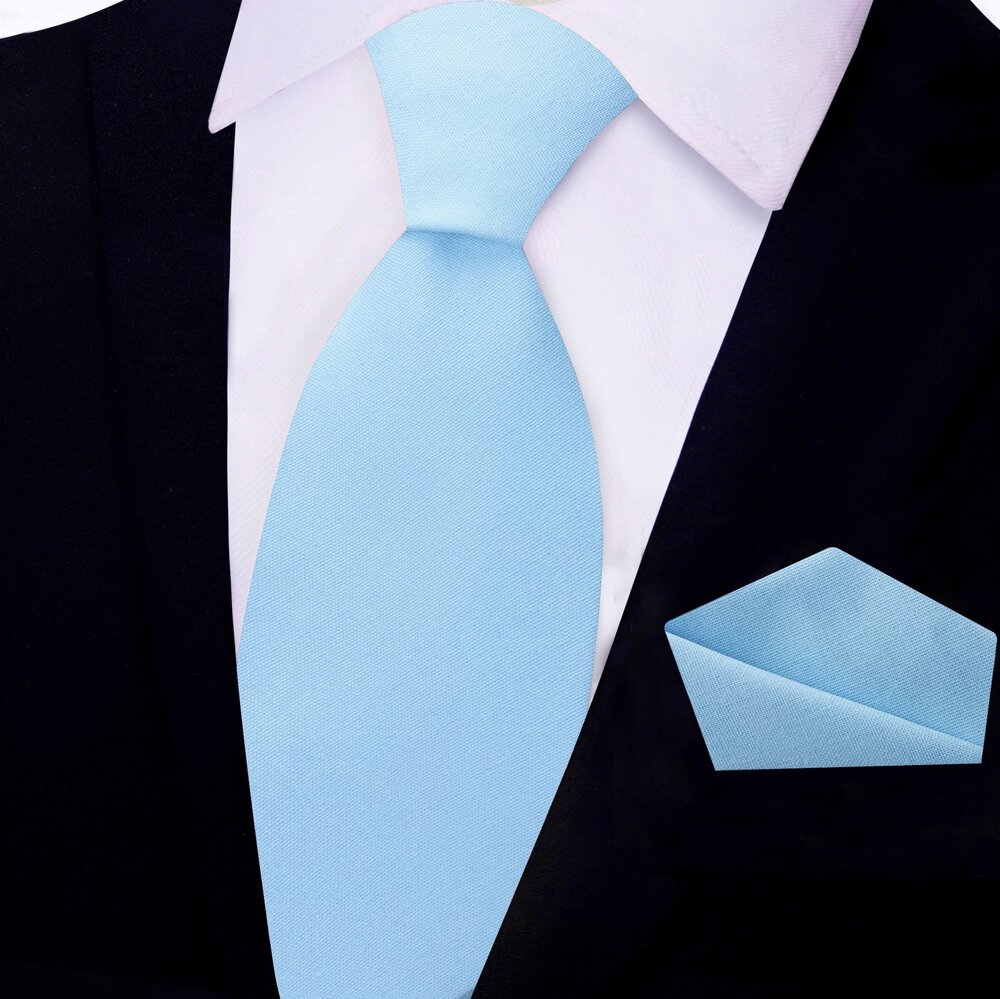 Light Blue Linen Tie and Square||Light Blue