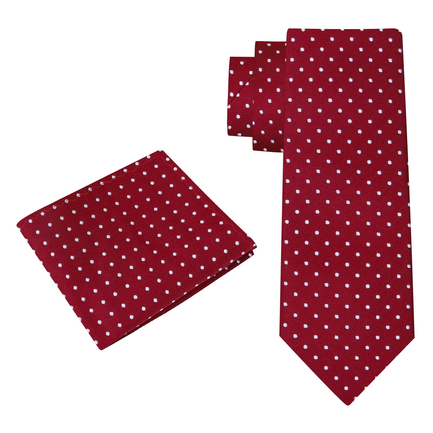 Alt View: Burgundy, White Polka Tie and Square