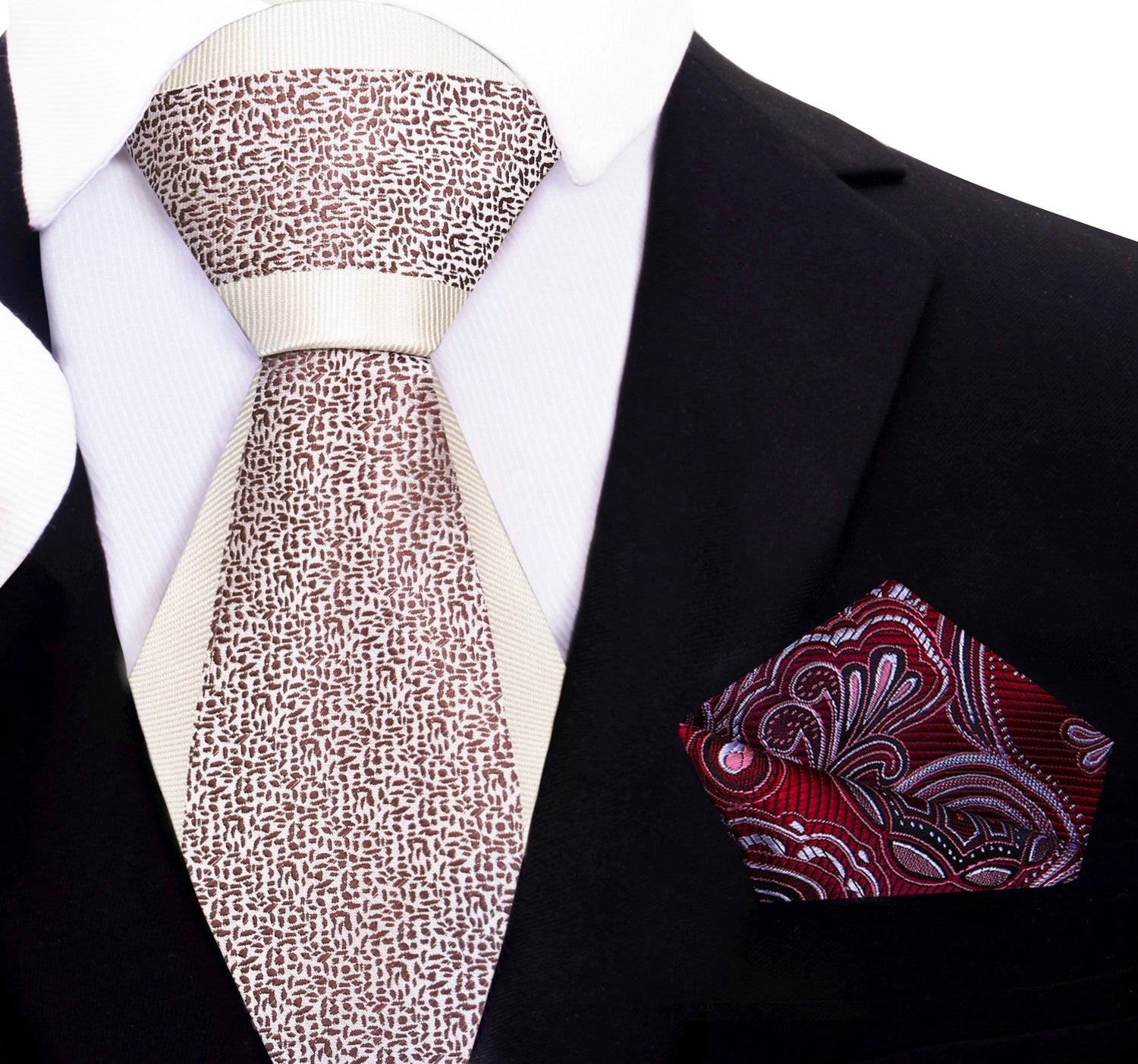 Cream and Brown Abstract Tie and Accenting Square