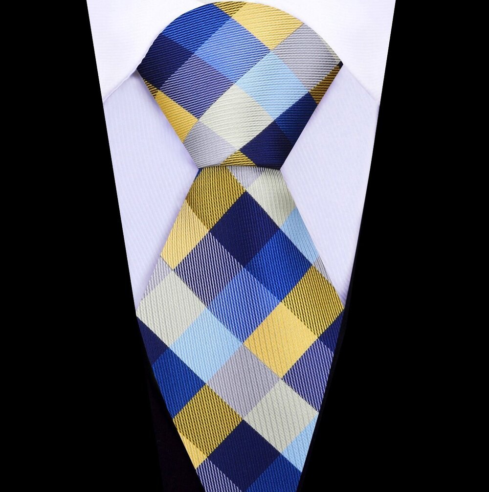 Blue, Yellow Check Tie