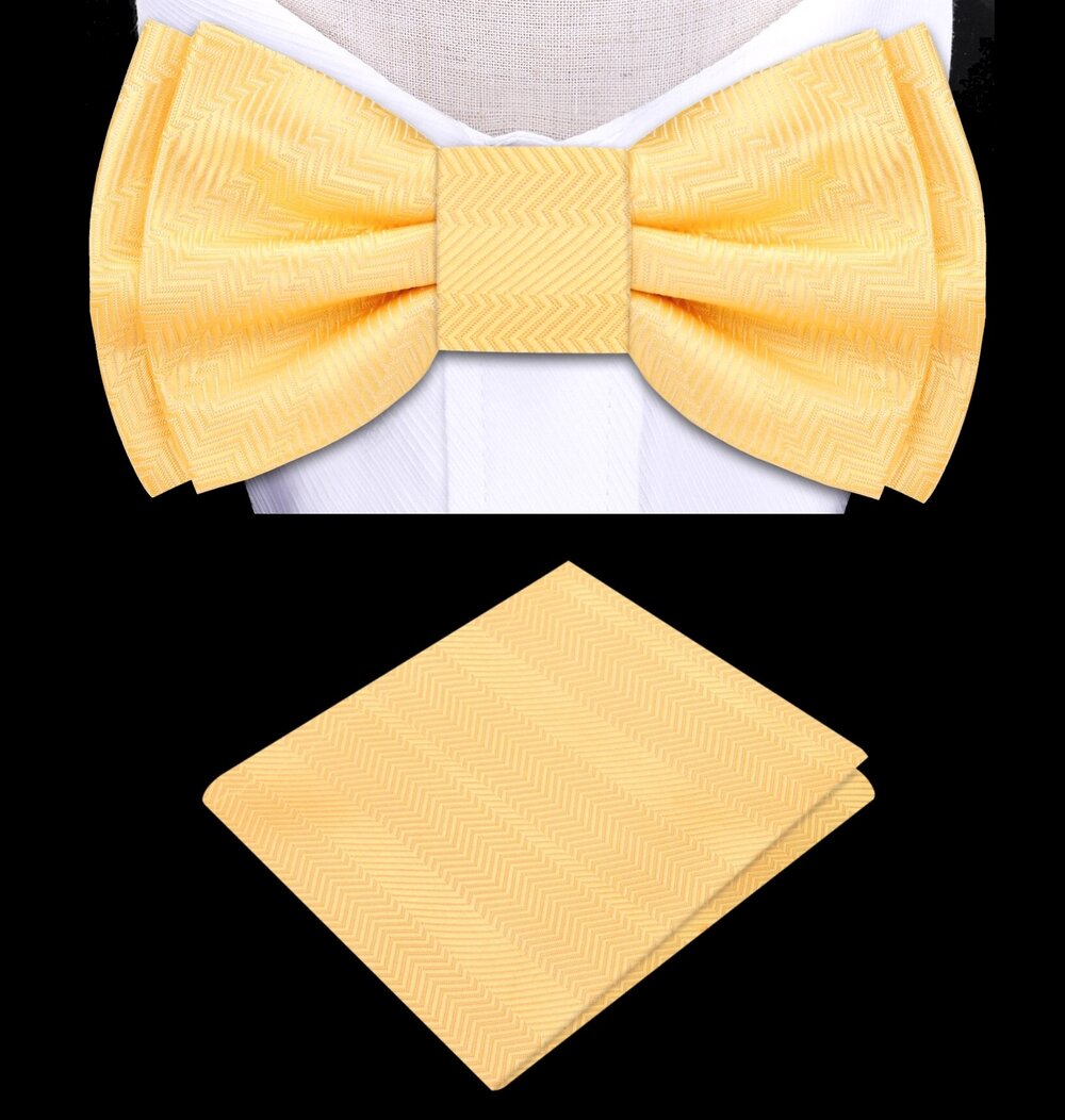 Dandelion Yellow With Lined Texture Bow Tie