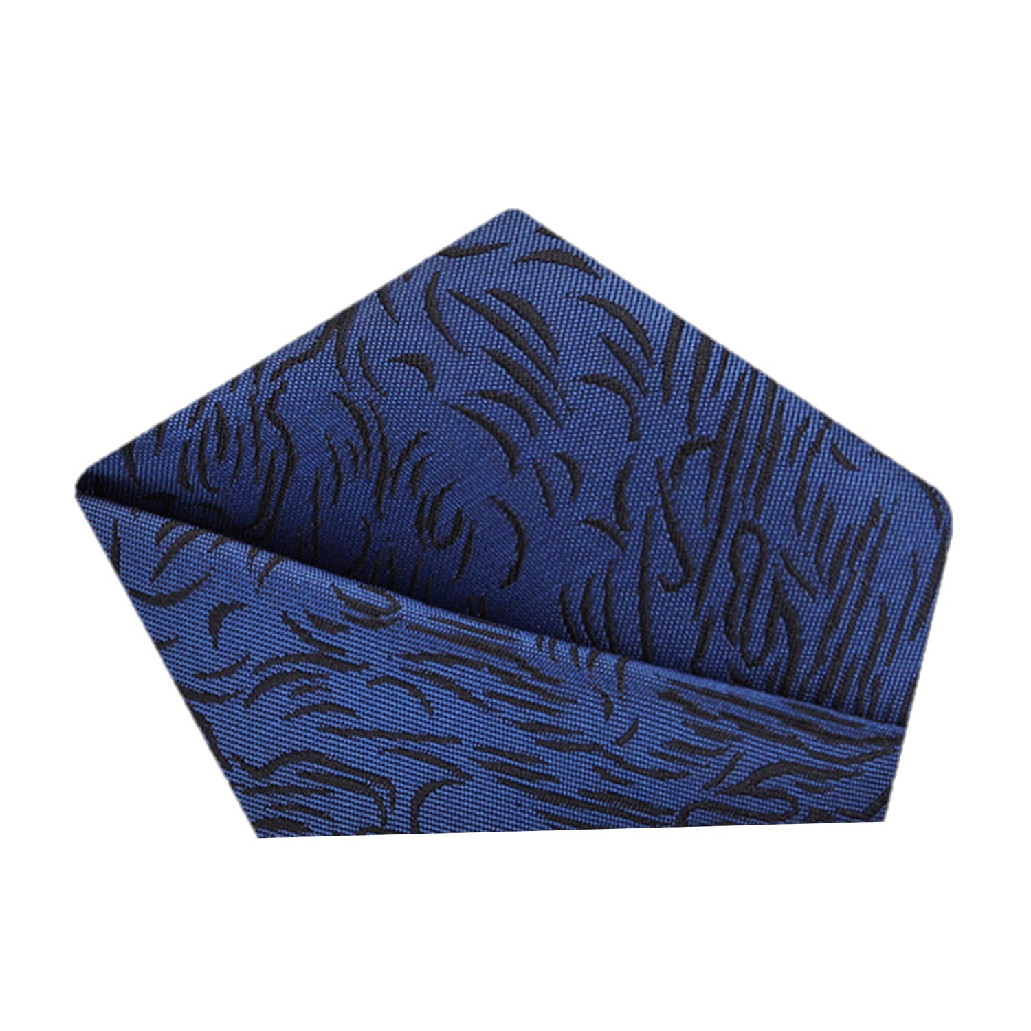 View 2 Navy Blue, Black Abstract Lines Pocket Square