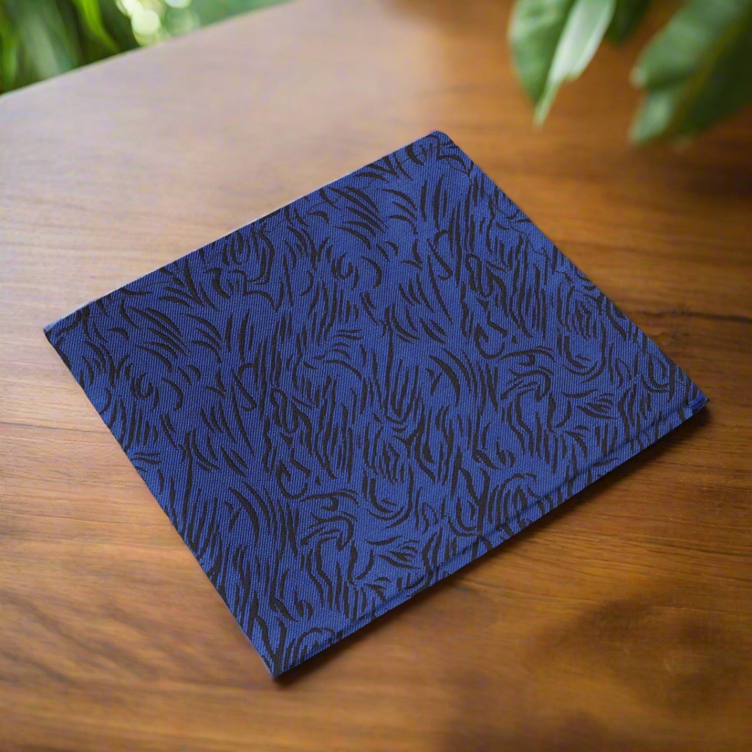 Navy Blue, Black Abstract Lines Pocket Square