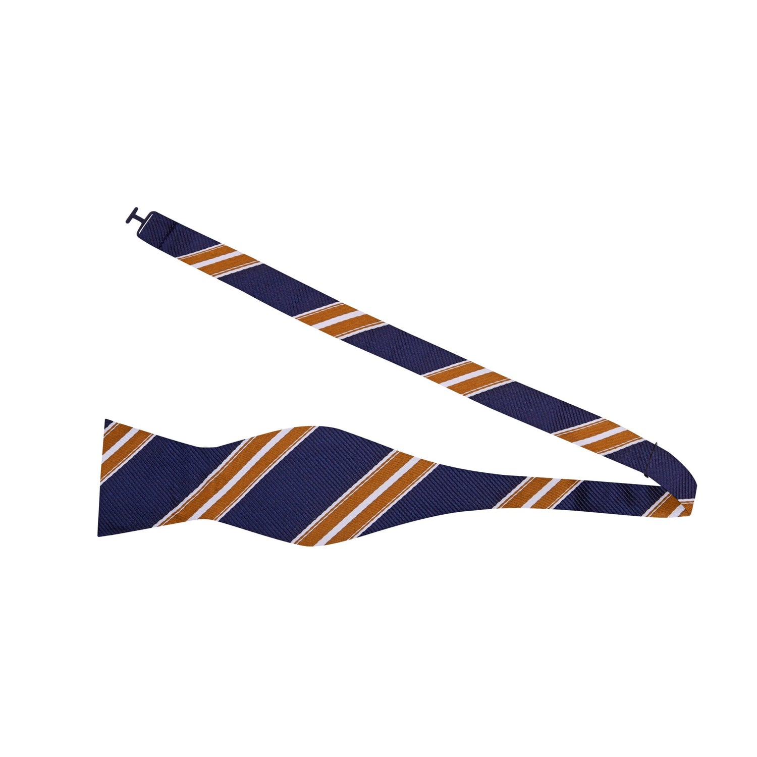 Dark Blue, Brass Stripe Bow Tie Untied