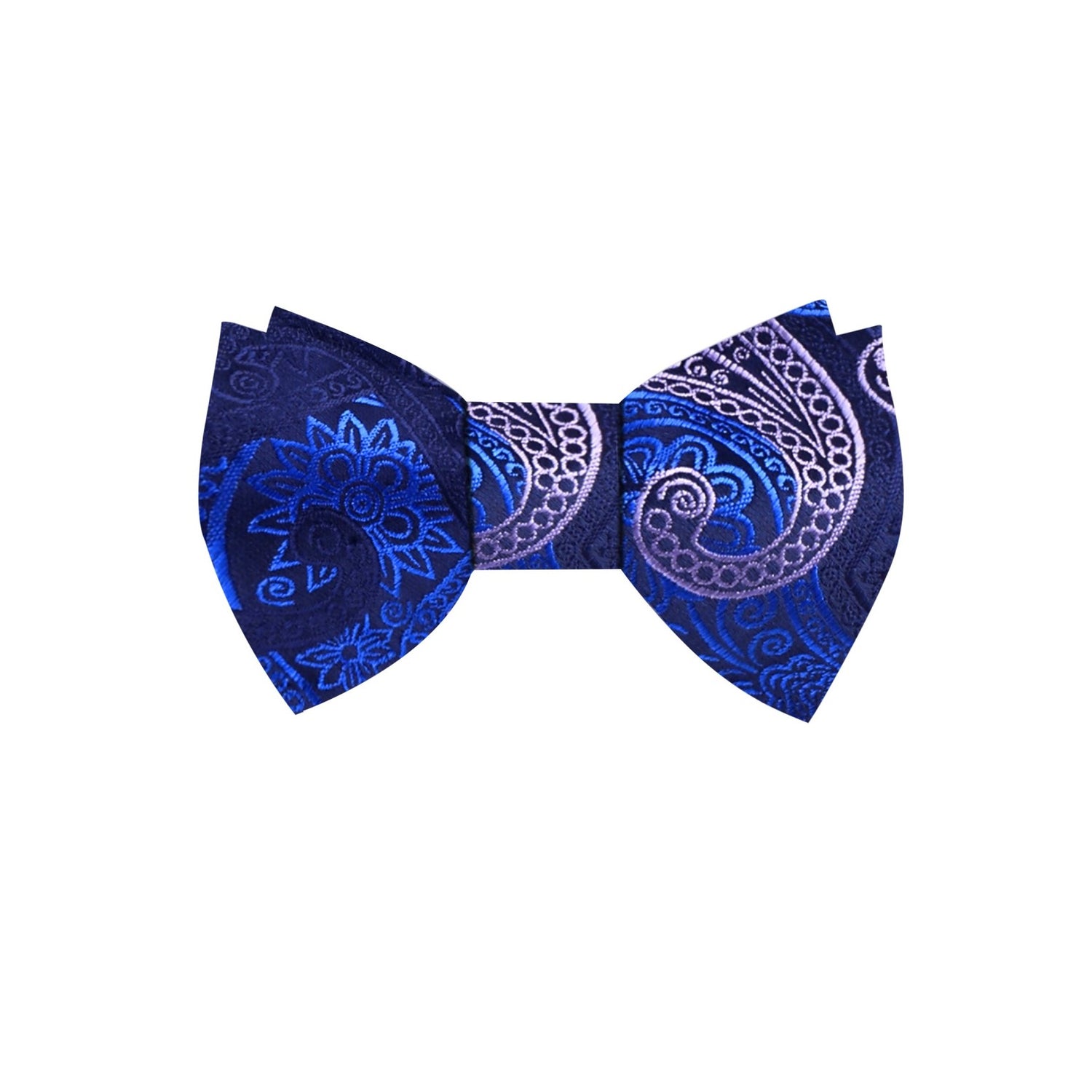 Blue White Paisley Bow Tie  