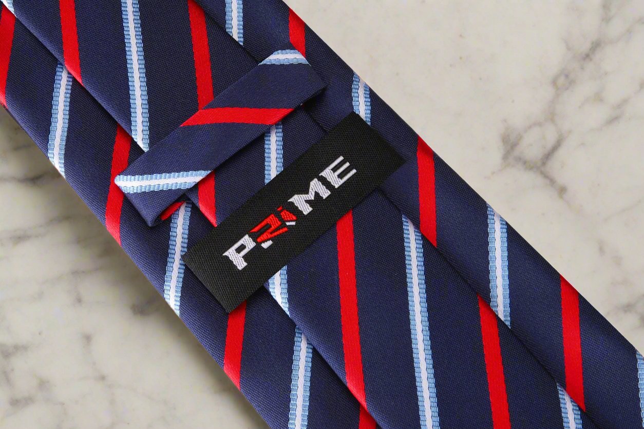 Tie Keep: Blue, Red, Light Blue Stripe Tie