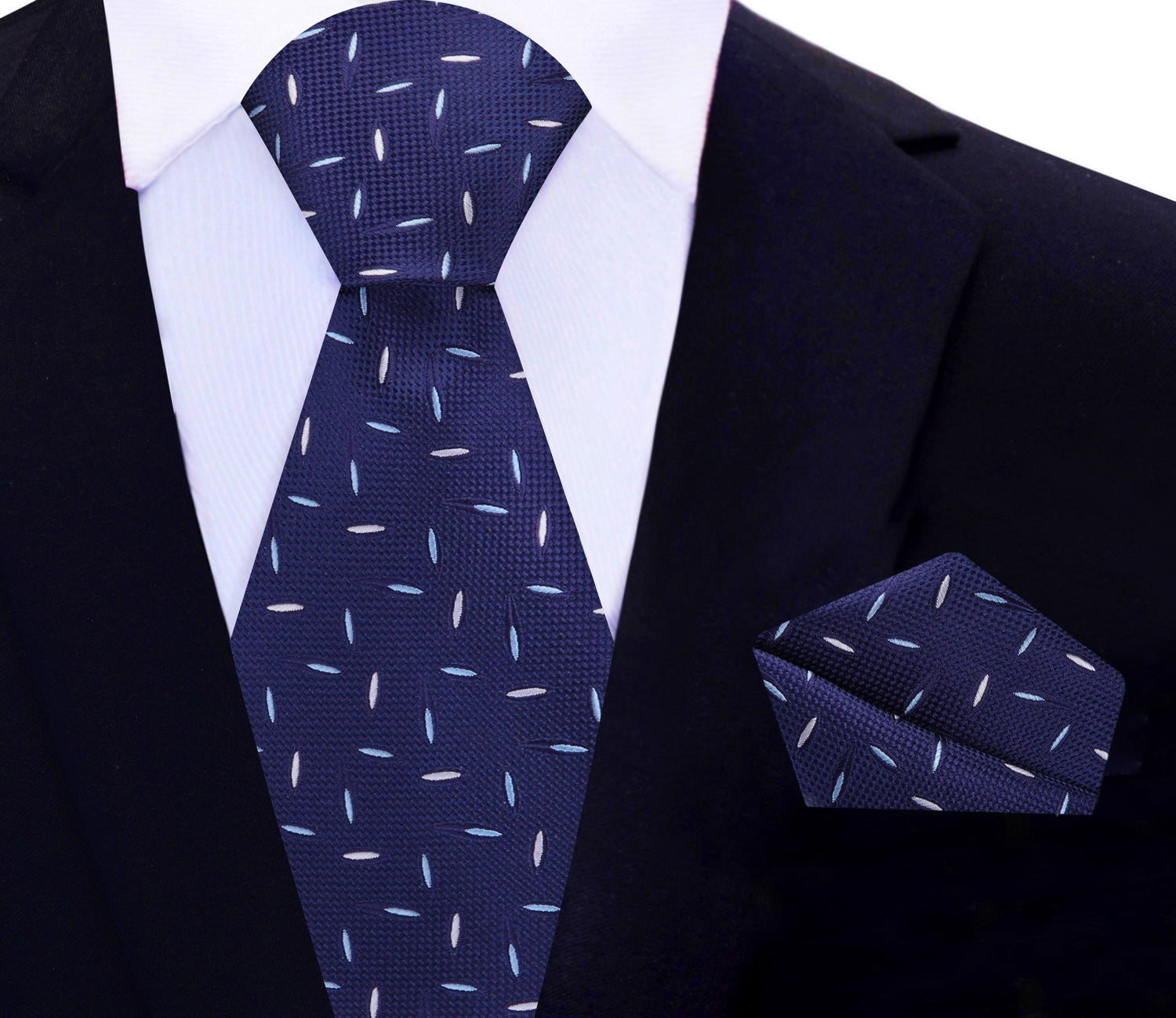 Blue, Light Blue Abstract Tie with Matching Square