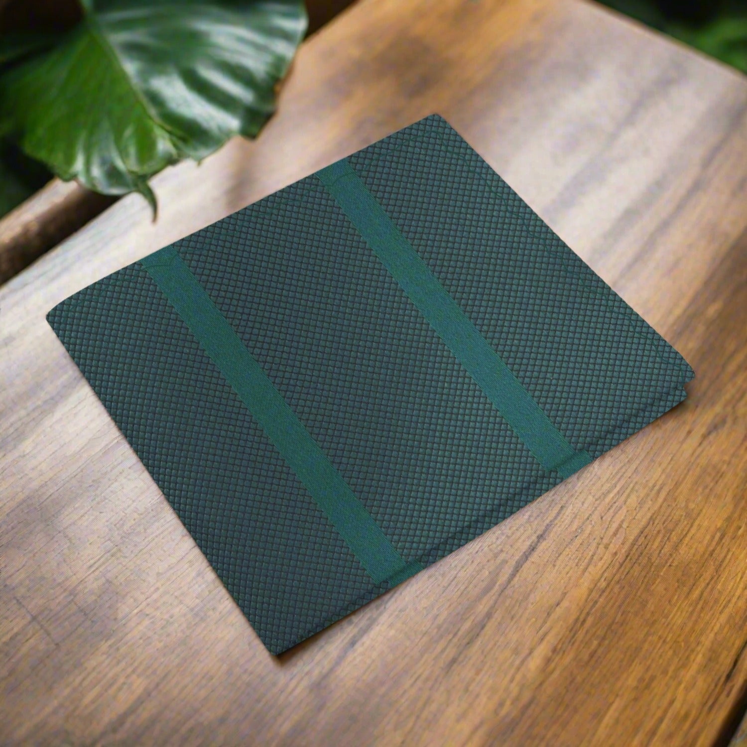 Dark Green Stripe with Check Texture Pocket Square