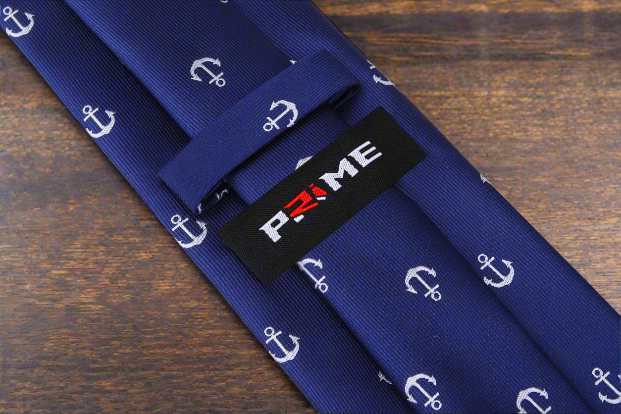 Blue, White Anchor Tie Keep