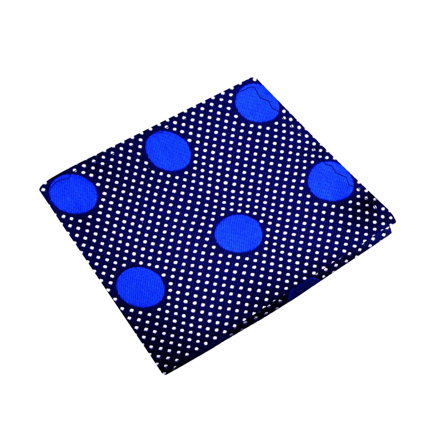 A Dark Blue, Blue Dot Pattern Silk Pocket Square