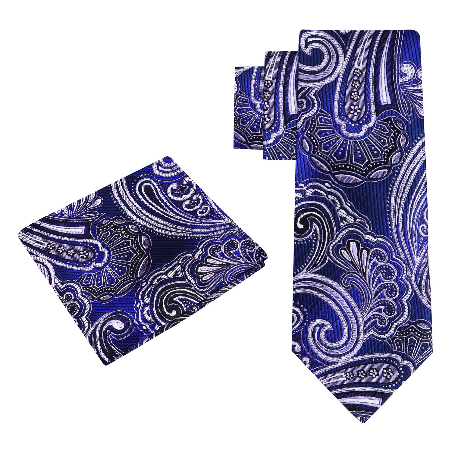 Alt View: Royal Blue Purple Paisley Tie and Square