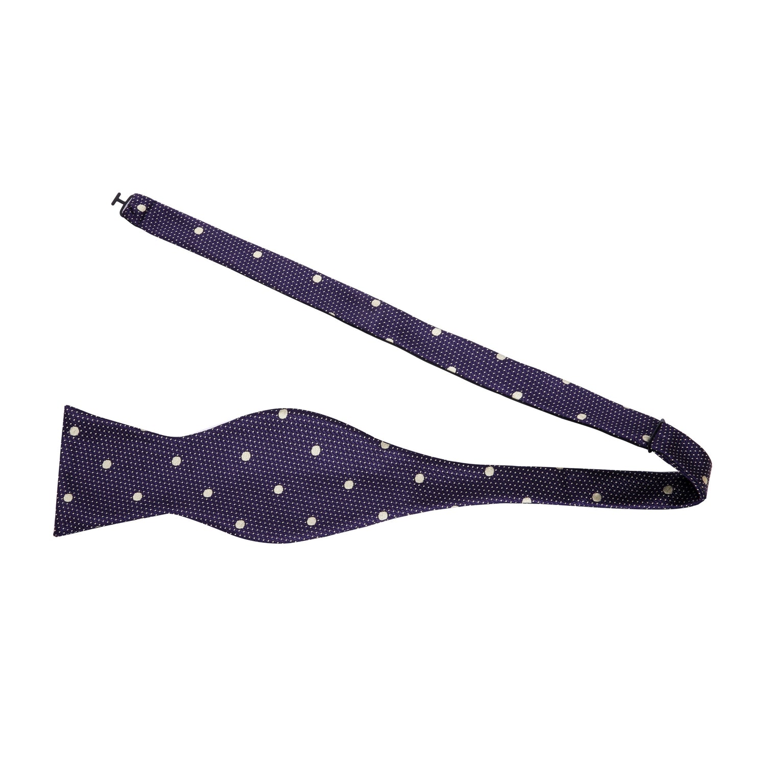 purple, gold polka dot self tie bow tie