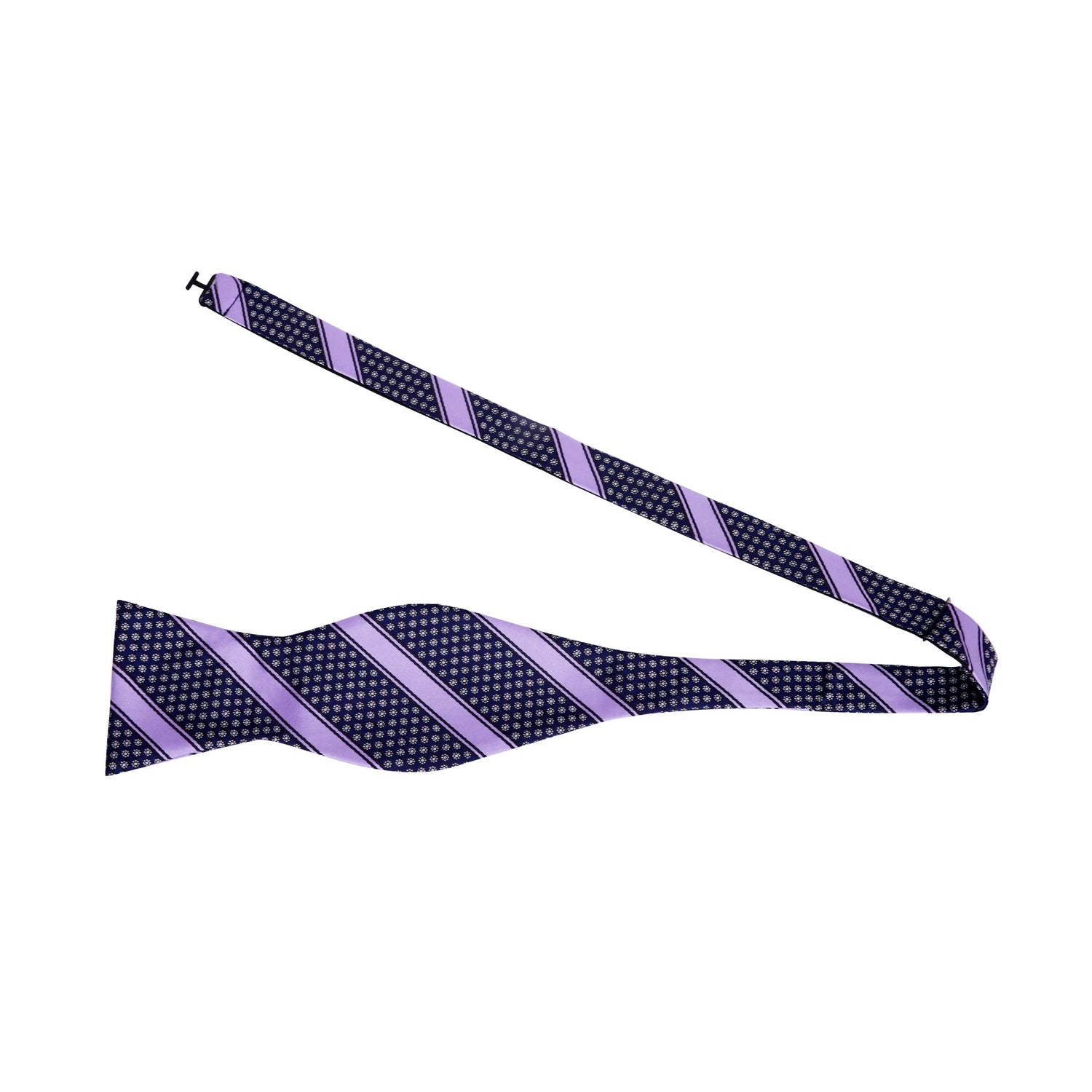 A Purple Stripe Pattern Silk Self Tie Bow Tie Untied