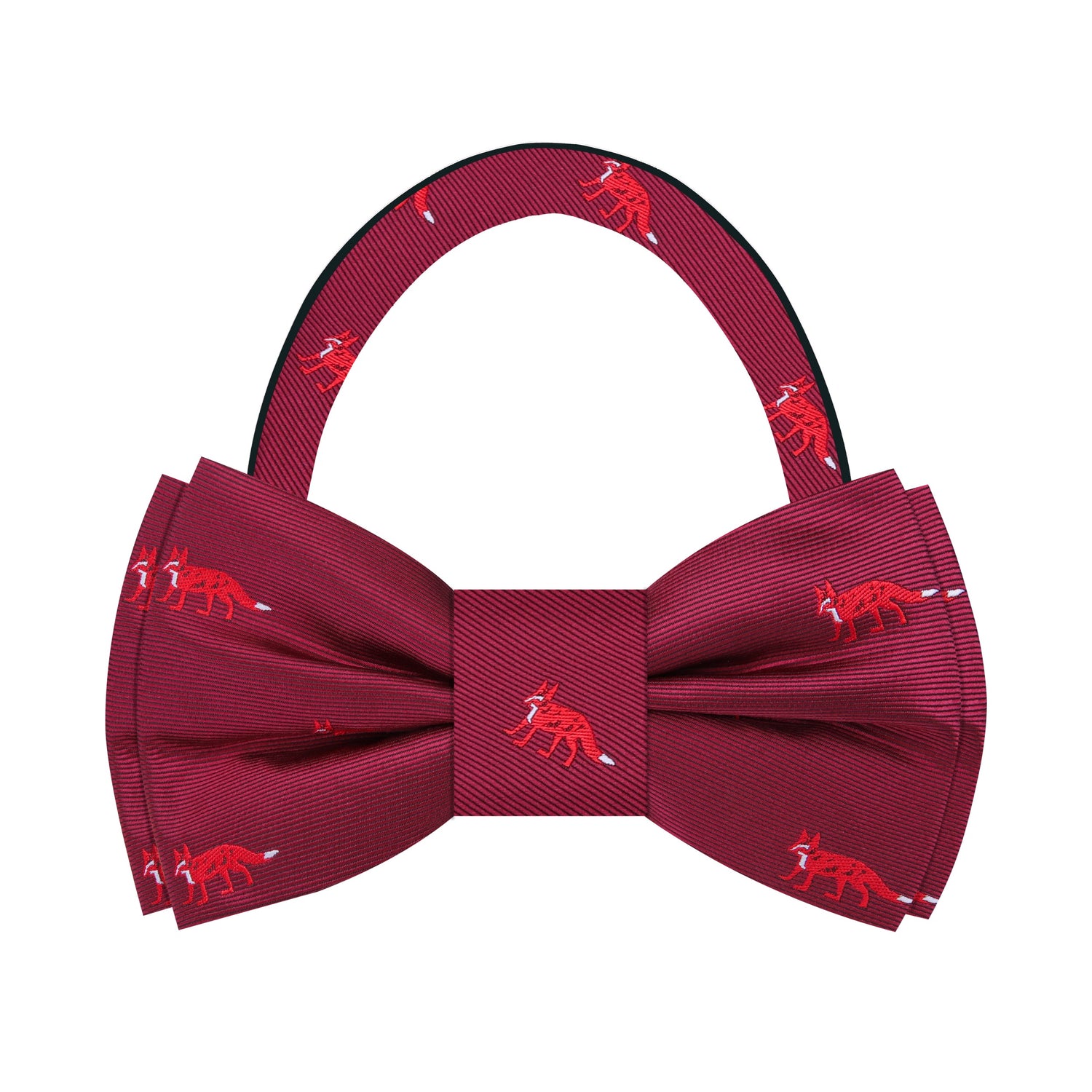 A Deep Red, Red Fox Bow Tie Pre Tied