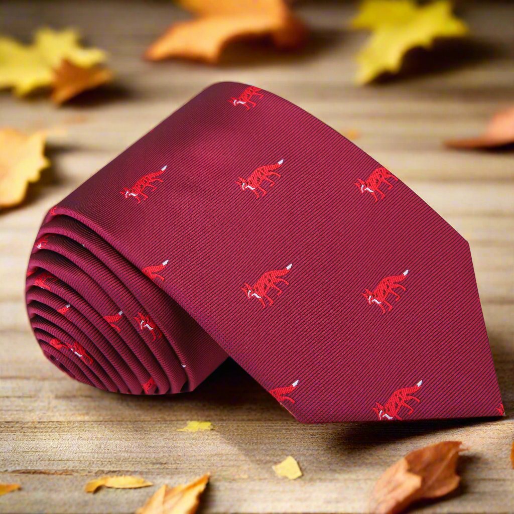 Deep Red, Red Fox Silk Necktie 