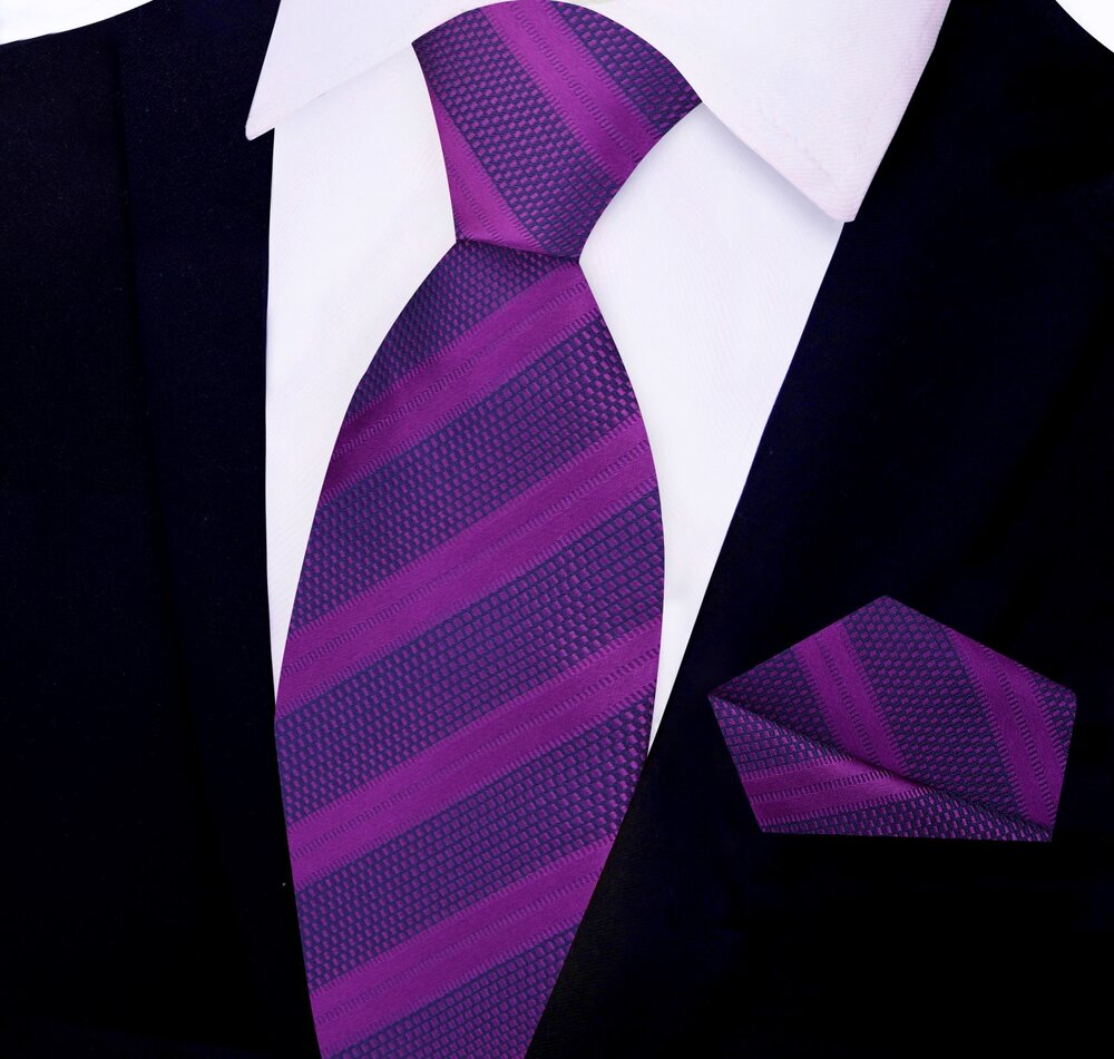 Shades of Purple Stripe Tie and Pocket Square