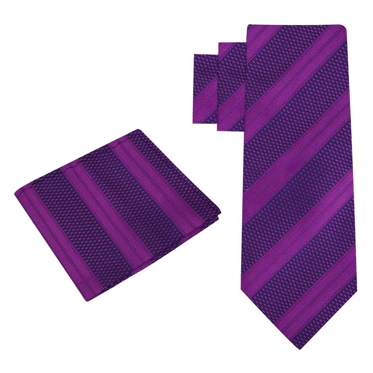 Alt View: Shades of Purple Stripe Tie and Pocket Square