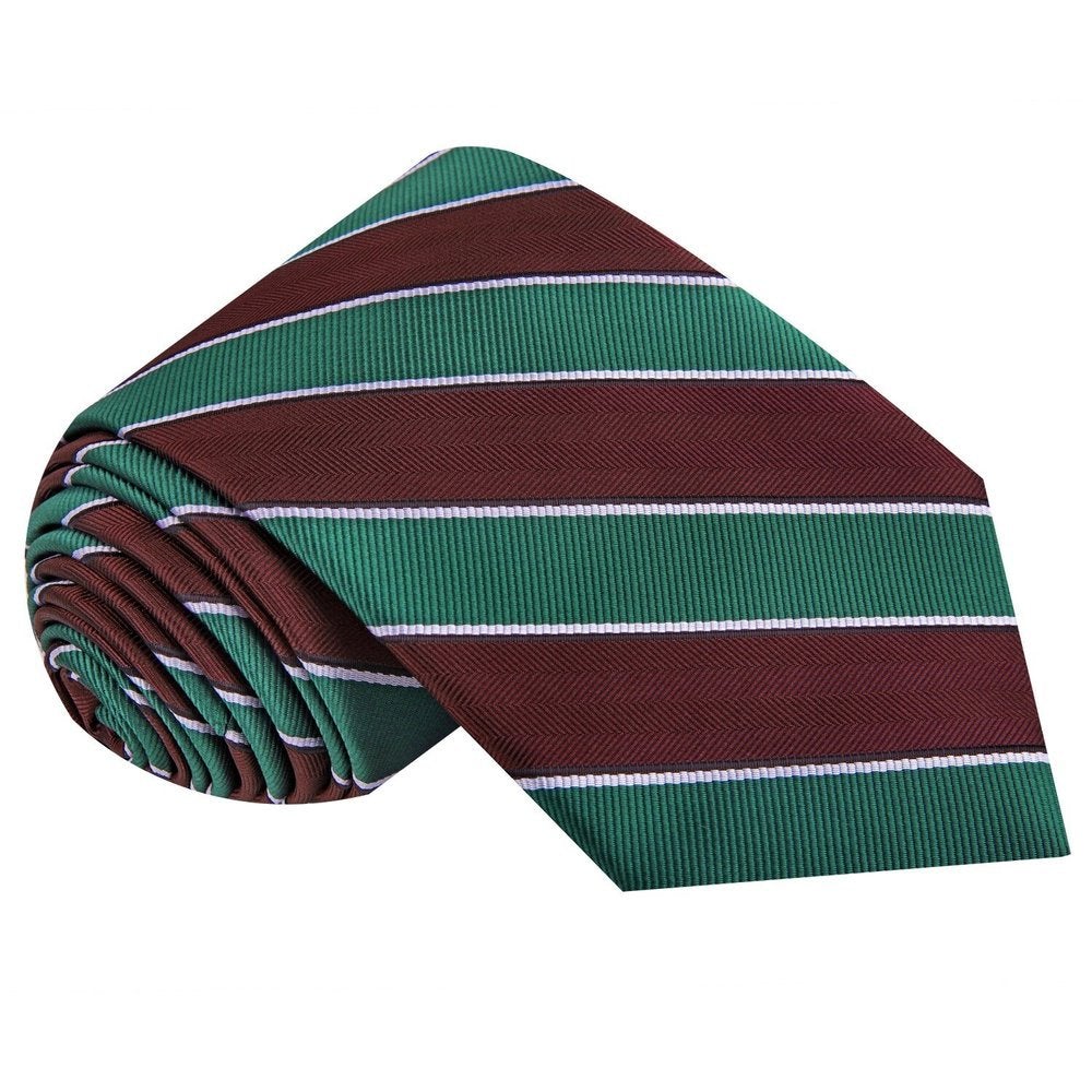 Brown, Green Block Stripe Tie