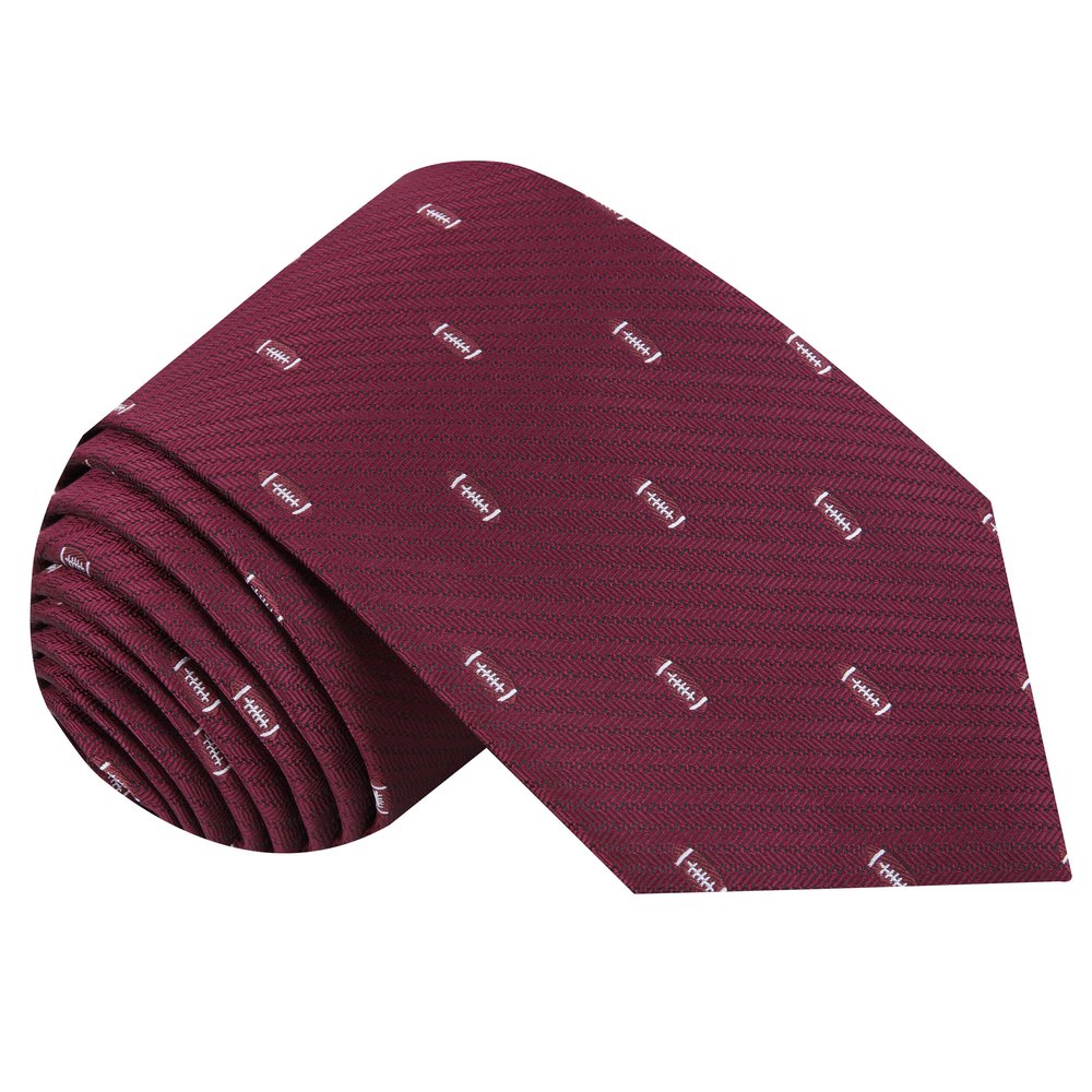 Red Silk Tie with Footballs
