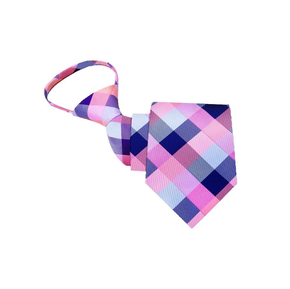 Zipper View; Pink Blue Geometric Tie