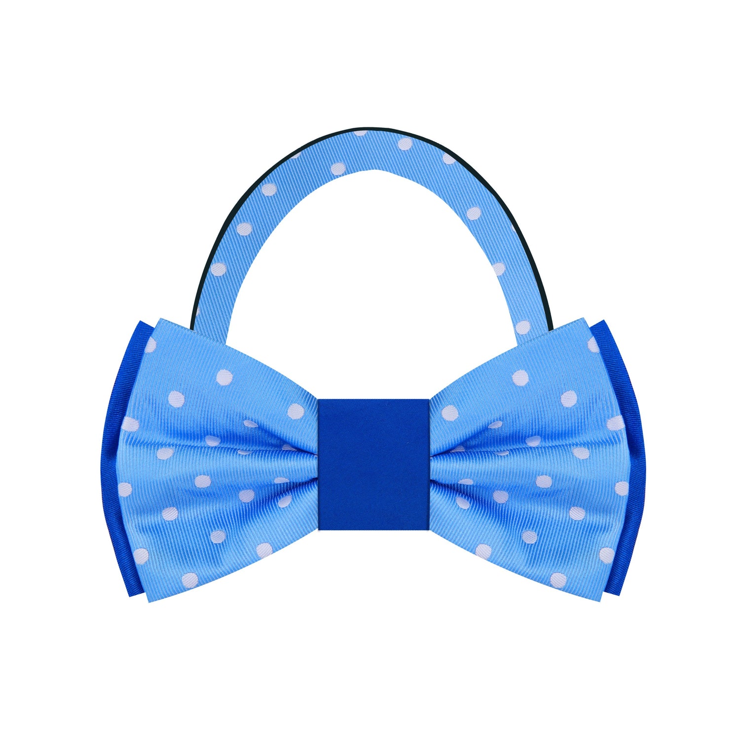 Pre Tied: Shades of Blue Polka, White Polka/Solid Bow Tie  