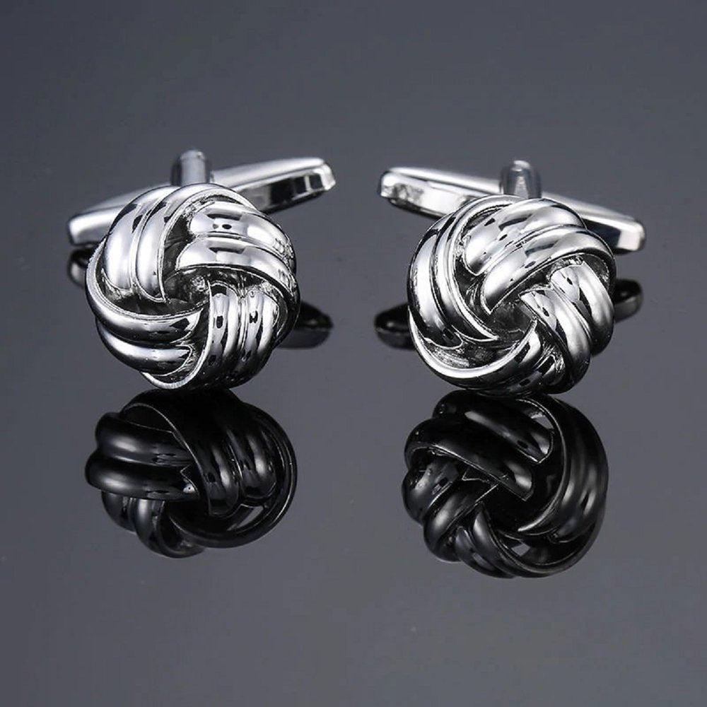 A Silver Knot Cuff-links||Double Silver