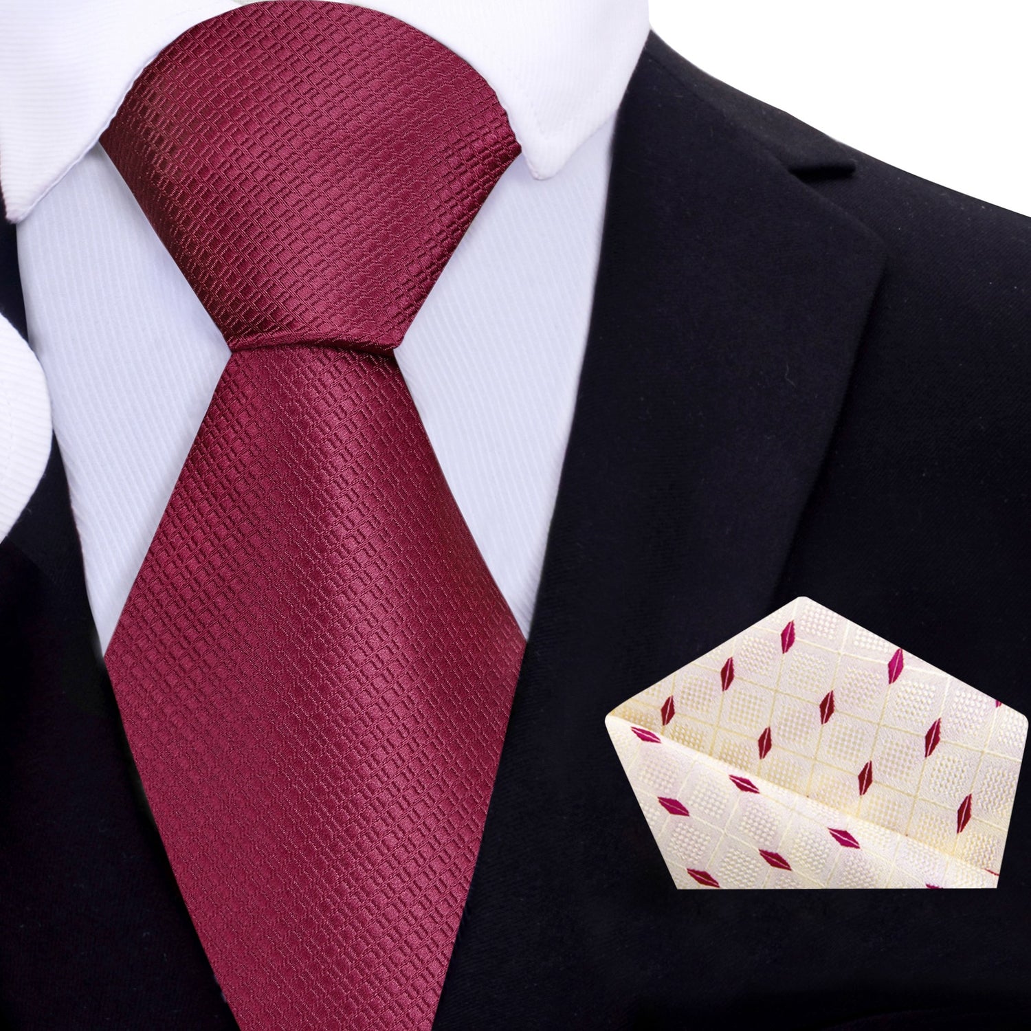 Burgundy Tie with Accenting Square
