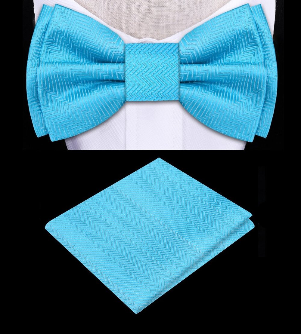Kids Electric Blue Bow Tie and Pocket Square
