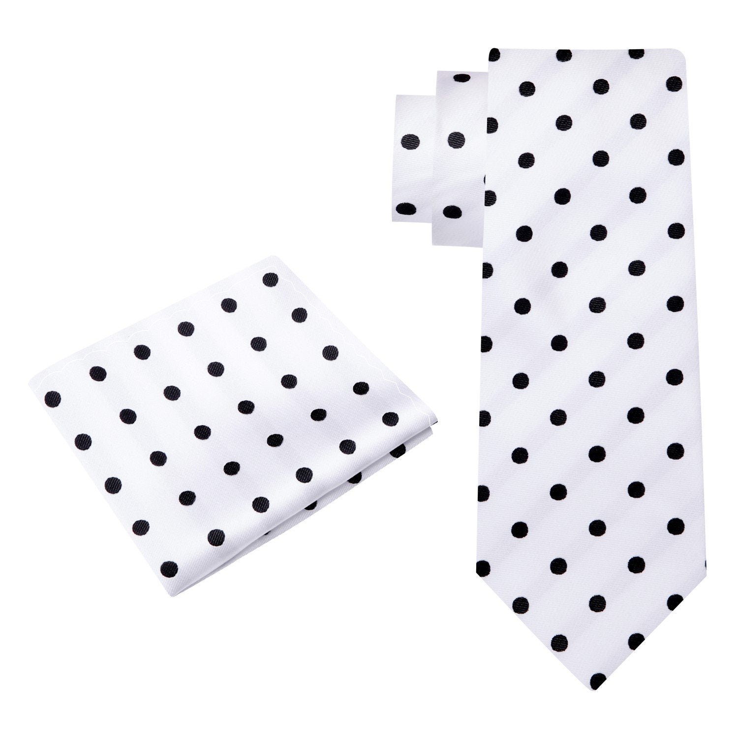 Alt View: White, Black Medium Dots Tie and Square